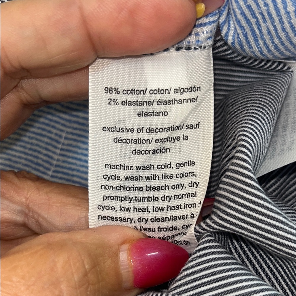 #188 Tommy Hilfiger Women’s capri Blue Striped Pants  NWT - Picture 8 of 11
